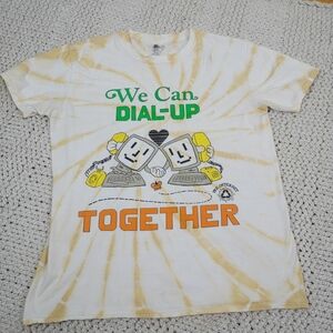 'We Can Dial-Up Together' Graphic Tee - Yellow Tie-Dye Unisex
